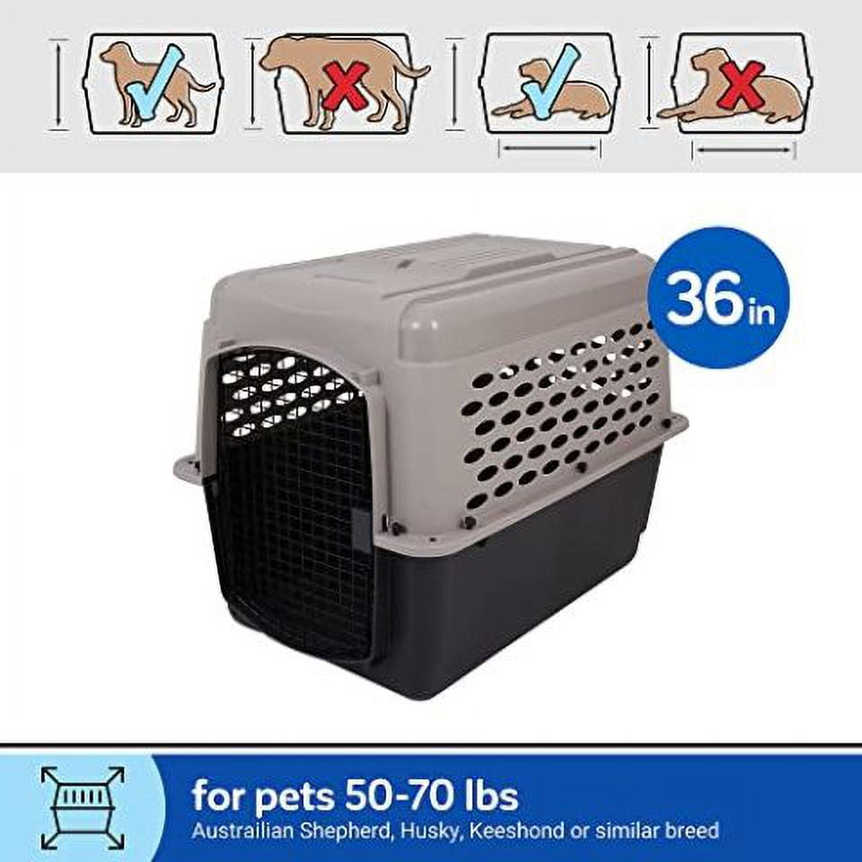 Petmate Vari Dog Kennel Plastic Portable Travel Crate Airline Friendly Pet Carrier, Medium to Large 36" for Pets 50-70 lb, Taupe/Black