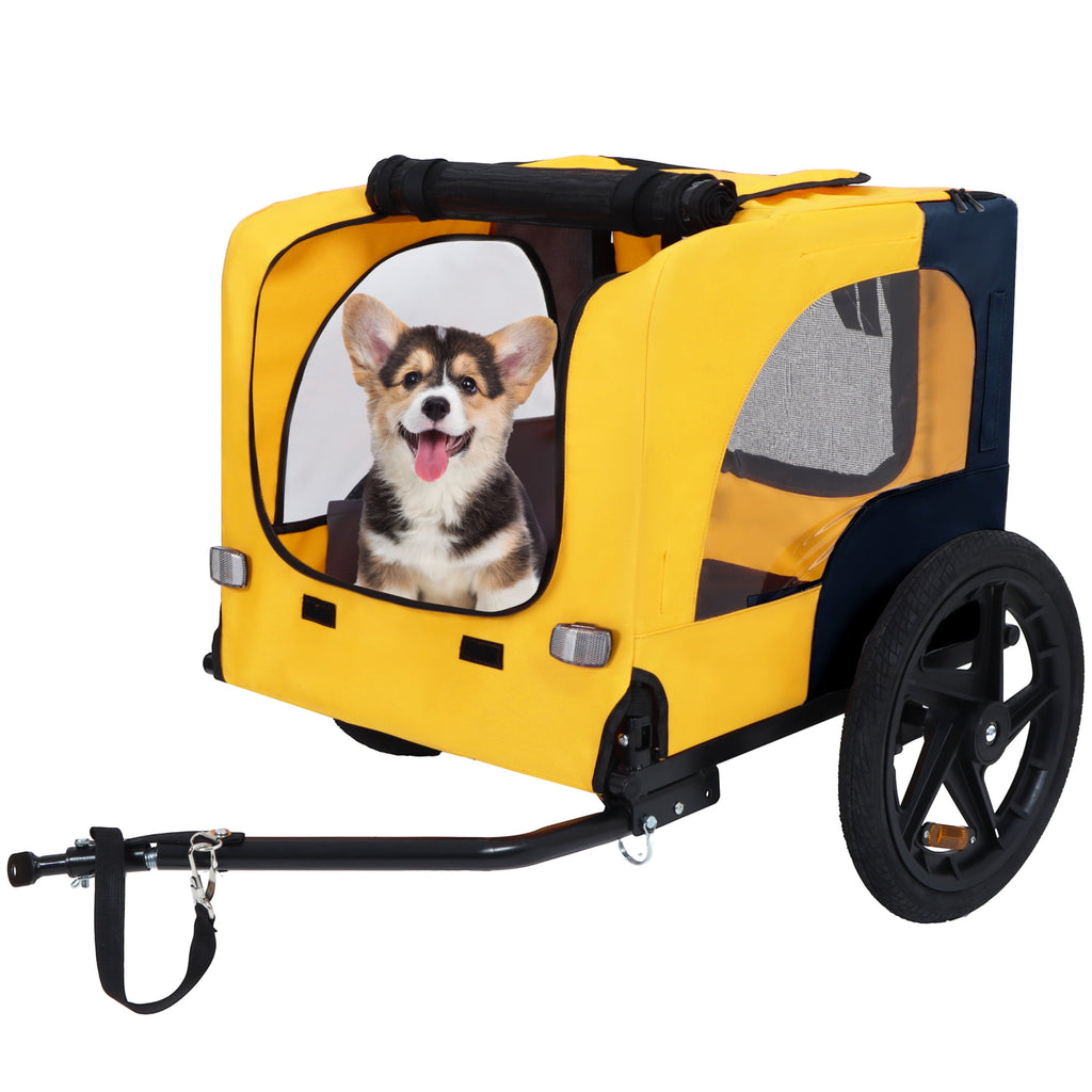 Pet Bike Trailer Dog/Cat Carrier with Detachable Dog Cart for Bicycle,Easy Folding Frame Pets Cart Suitable for Small and Medium