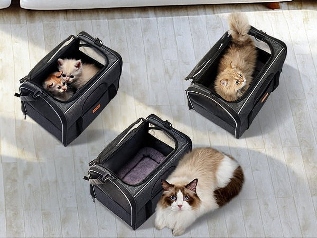 Cat Carrier MORPILOT® Extra Large Cat Bag with Water Bowl, Soft Sided Tsa Airline Approved Pet Carrier up to 25LB, Travel Puppy Carrier Cat Carrier for Small Medium Large Dogs Cats Rabbits - Gray