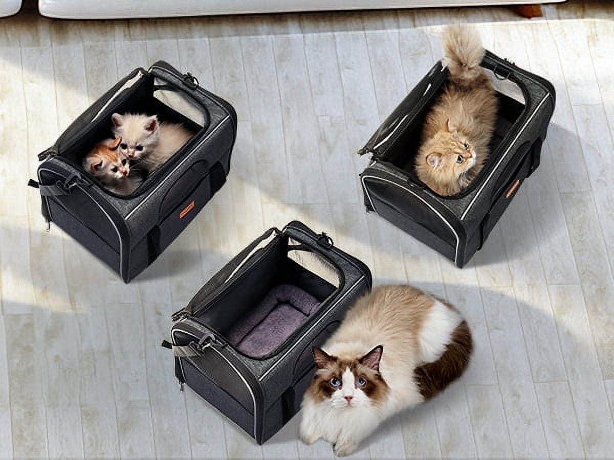 Cat Carrier MORPILOT® Extra Large Cat Bag with Water Bowl, Soft Sided Tsa Airline Approved Pet Carrier up to 25LB, Travel Puppy Carrier Cat Carrier for Small Medium Large Dogs Cats Rabbits - Gray