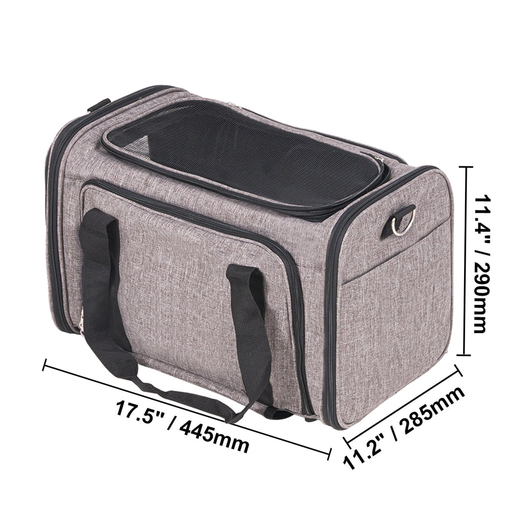 BENTISM Cat Carrier with Wheels Airline Approved Rolling Pet Carrier 25 lbs Grey for Cat Dog Small Medium Animals Kitten Puppy