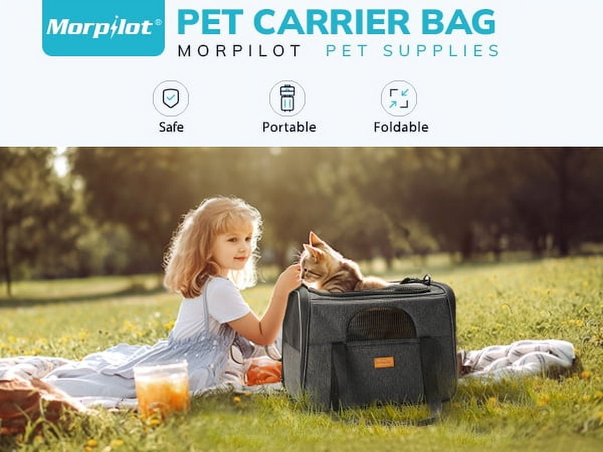 Cat Carrier MORPILOT® Extra Large Cat Bag with Water Bowl, Soft Sided Tsa Airline Approved Pet Carrier up to 25LB, Travel Puppy Carrier Cat Carrier for Small Medium Large Dogs Cats Rabbits - Gray