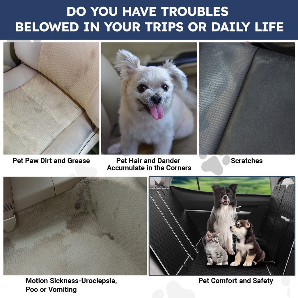 Dog Seat Cover-LAKWAR Non-slip Dog Car Hammocks with Seatbelt Dog Car Seat Cover Waterproof and Scratch-Resistant Dog Car Back Seat Protection