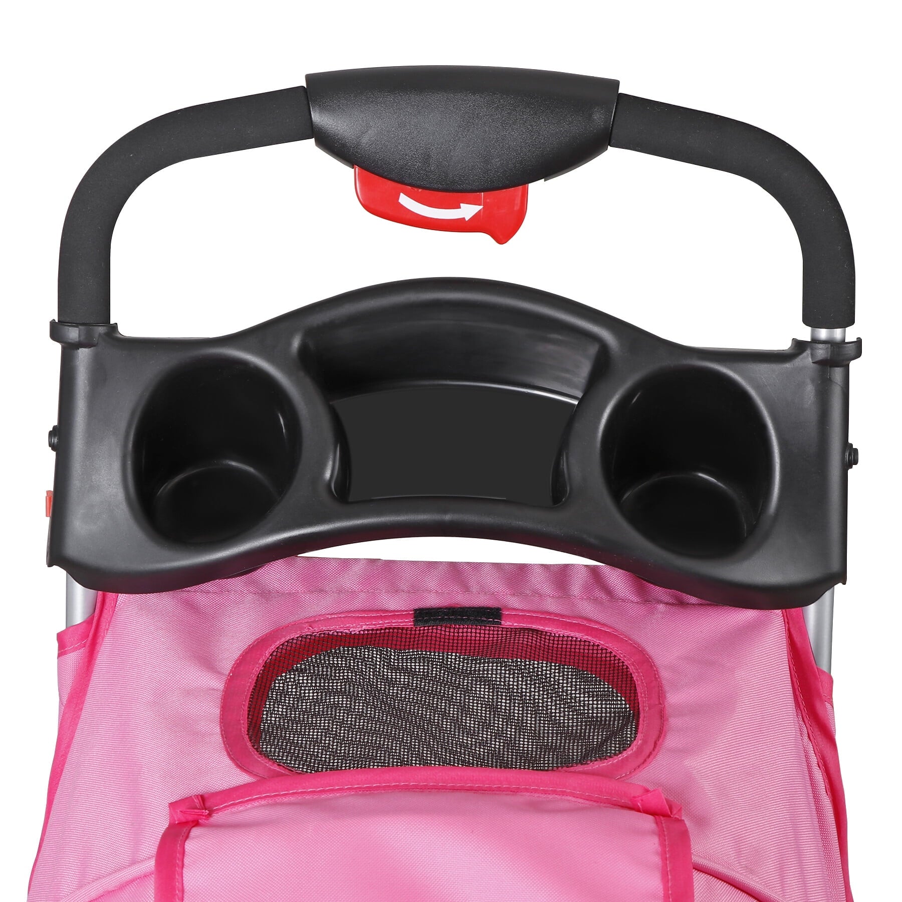 ZENSTYLE Foldable Pet Stroller for Dogs and Cats 3 Wheels Pet Stroller with Cup Holder Pink