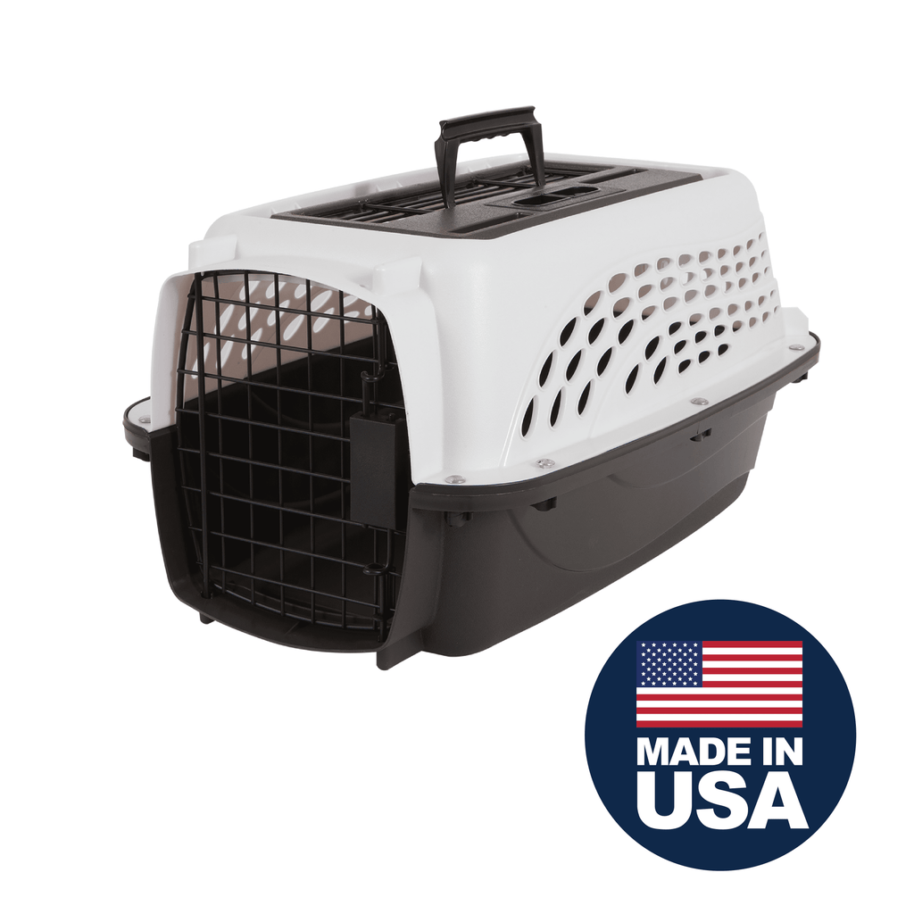 Petmate Two Door Top Load Plastic Travel Dog Kennel Pet Carriers for Dogs and Cats, Small 19" for Dogs Up To 10 lb, White