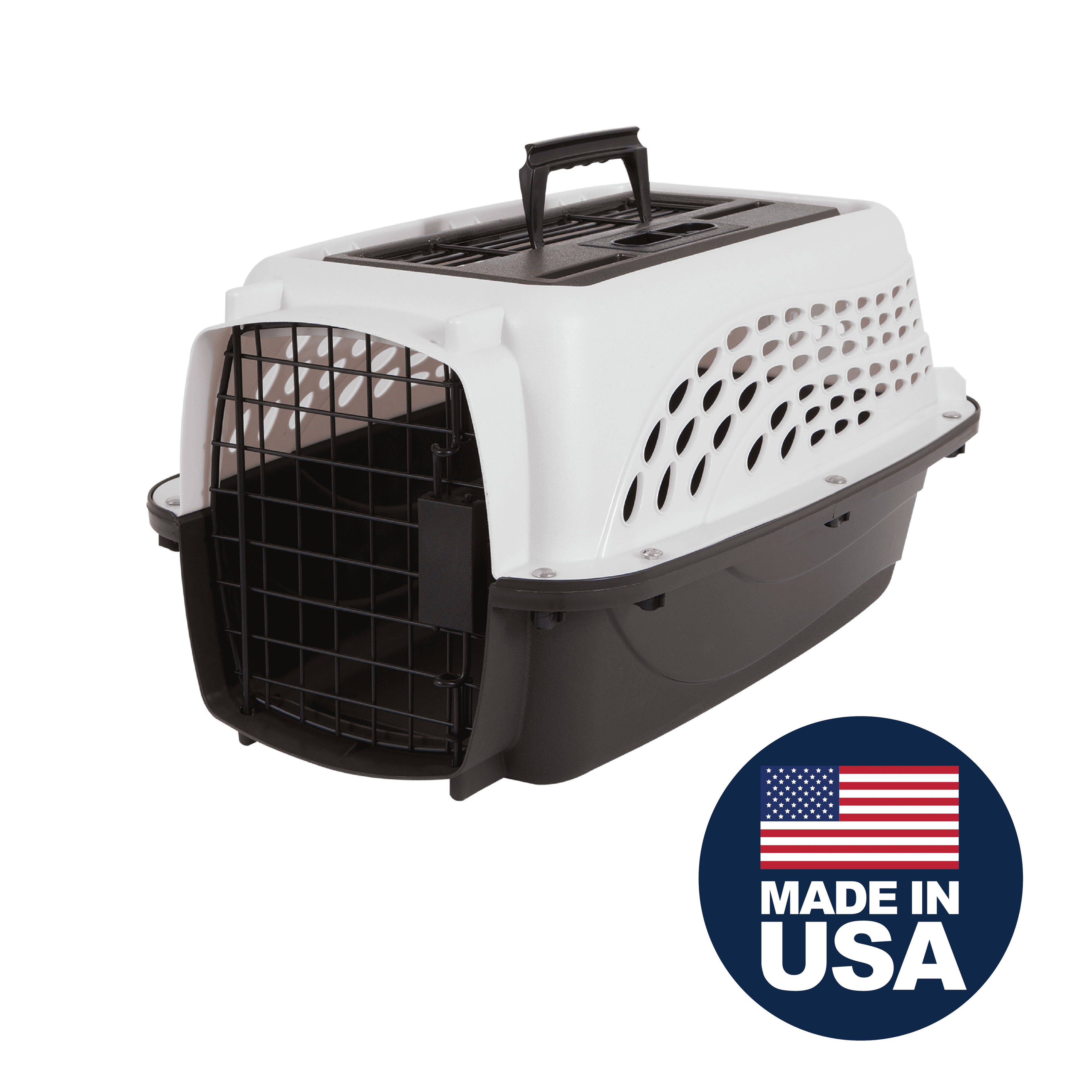 Petmate Two Door Top Load Plastic Travel Dog Kennel Pet Carriers for Dogs and Cats, Small 19" for Dogs Up To 10 lb, White