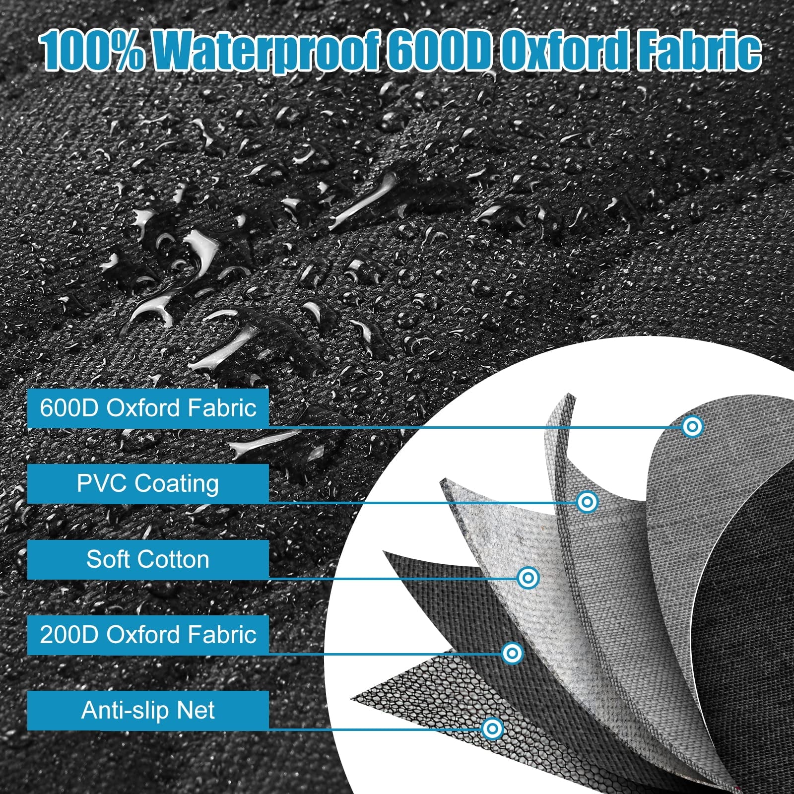 OneAmg Dog Car Seat Cover, 600D Oxford Fabric, Waterproof, Non-Slip Dog Seat Hammock for SUV/Car/Truck, Suitable for Traveling and Camping, Black