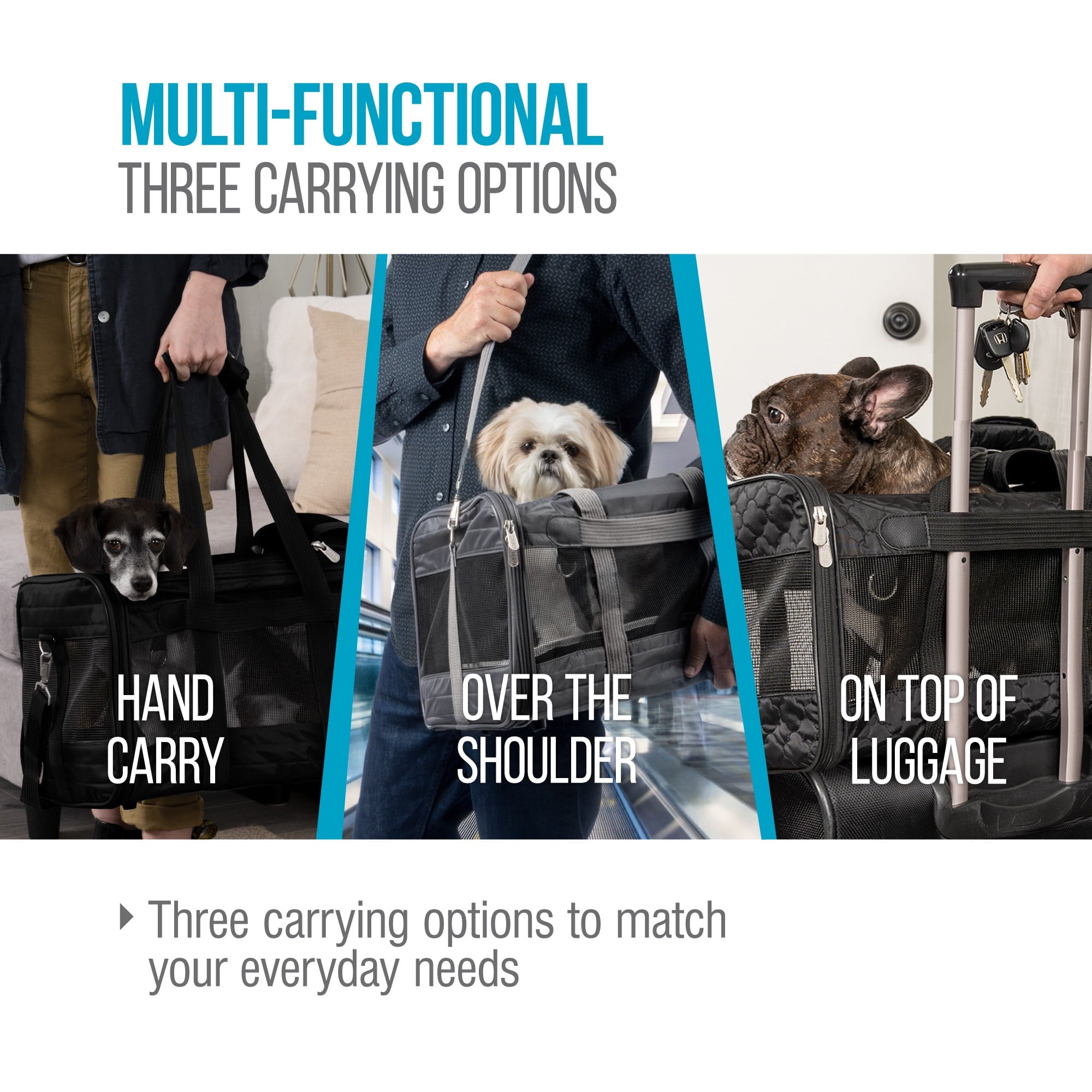 Sherpa Delta Airlines Travel Pet Carrier, Airline Approved & Guaranteed On Board - Black, Medium
