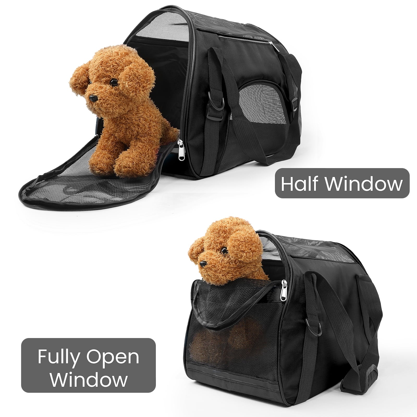 PcEoTllar Cat Carrier Airline Approved Pet Carrier, Dog Carrier, Puppy Carrier, Outdoor Carrier, Black