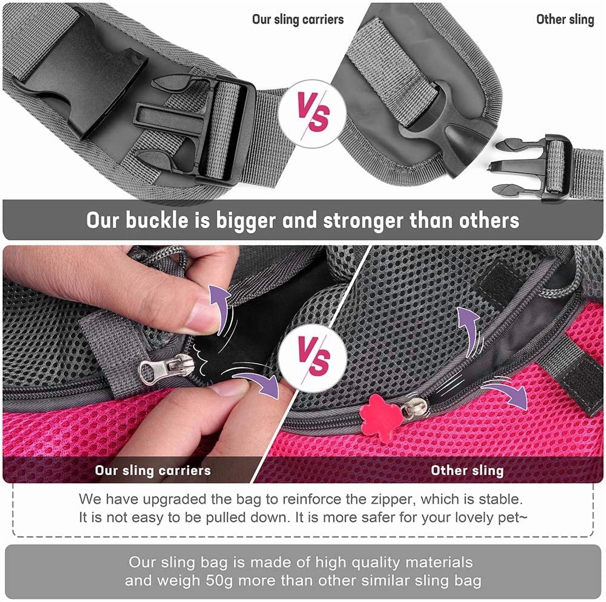 Pet Sling Carrier, TINGOR Dog Sling Carrier with Breathable Mesh, Travel Safe Sling Bag Carrier for Small Dogs Cats Less Than 5lbs
