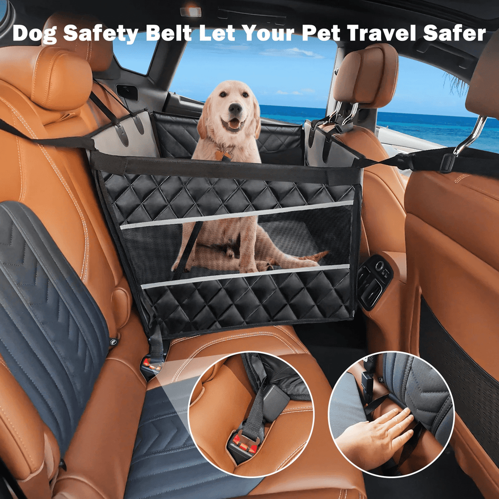 Dog Car Seat Large Size Dog with Hard Bottom,FurLove Waterproof Dog Hammock, Duty Scratch Proof Nonslip Durable with Mesh Window & Pocket, Covers for Cars Trucks, and SUVs, Gray