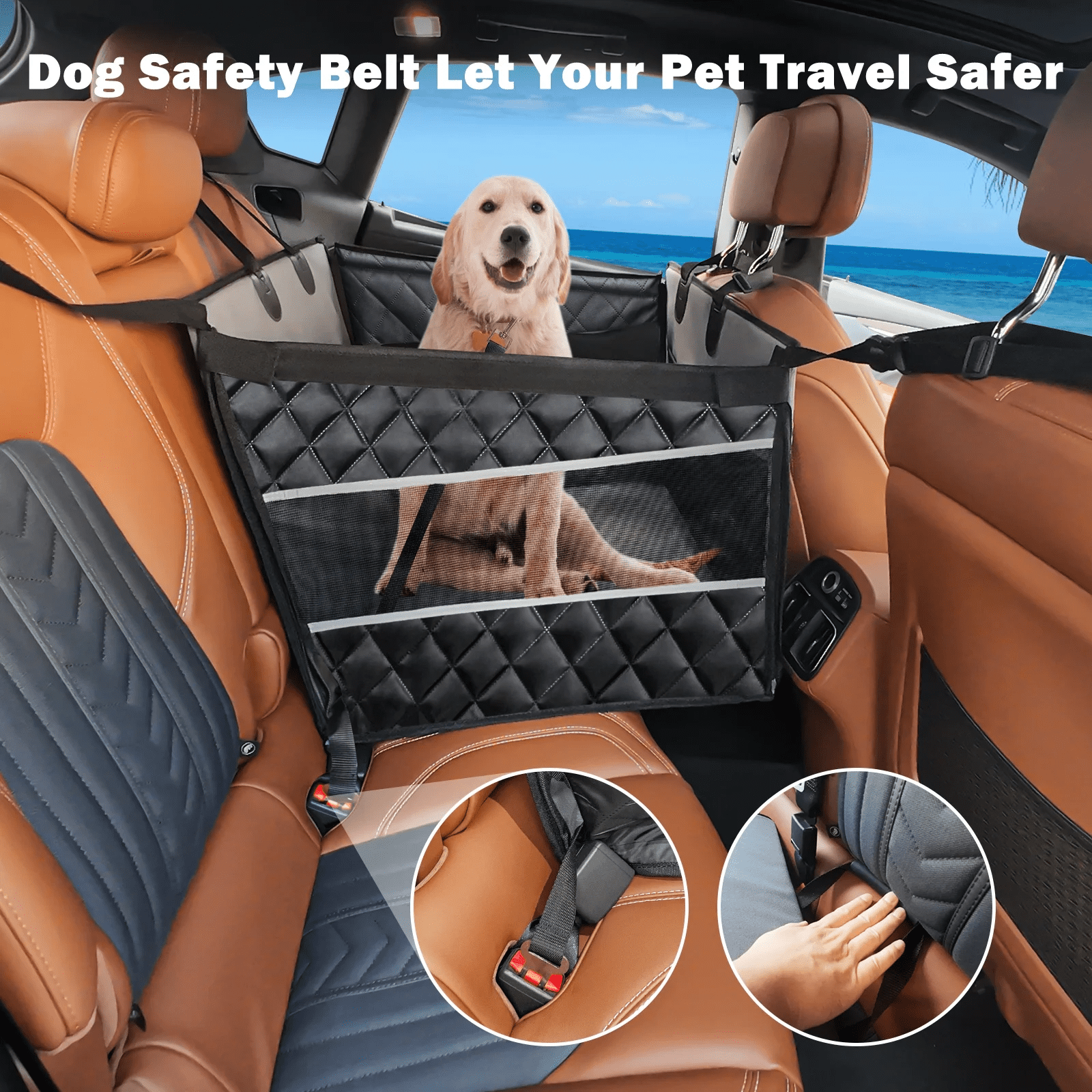 Dog Car Seat Large Size Dog with Hard Bottom,FurLove Waterproof Dog Hammock, Duty Scratch Proof Nonslip Durable with Mesh Window & Pocket, Covers for Cars Trucks, and SUVs, Gray
