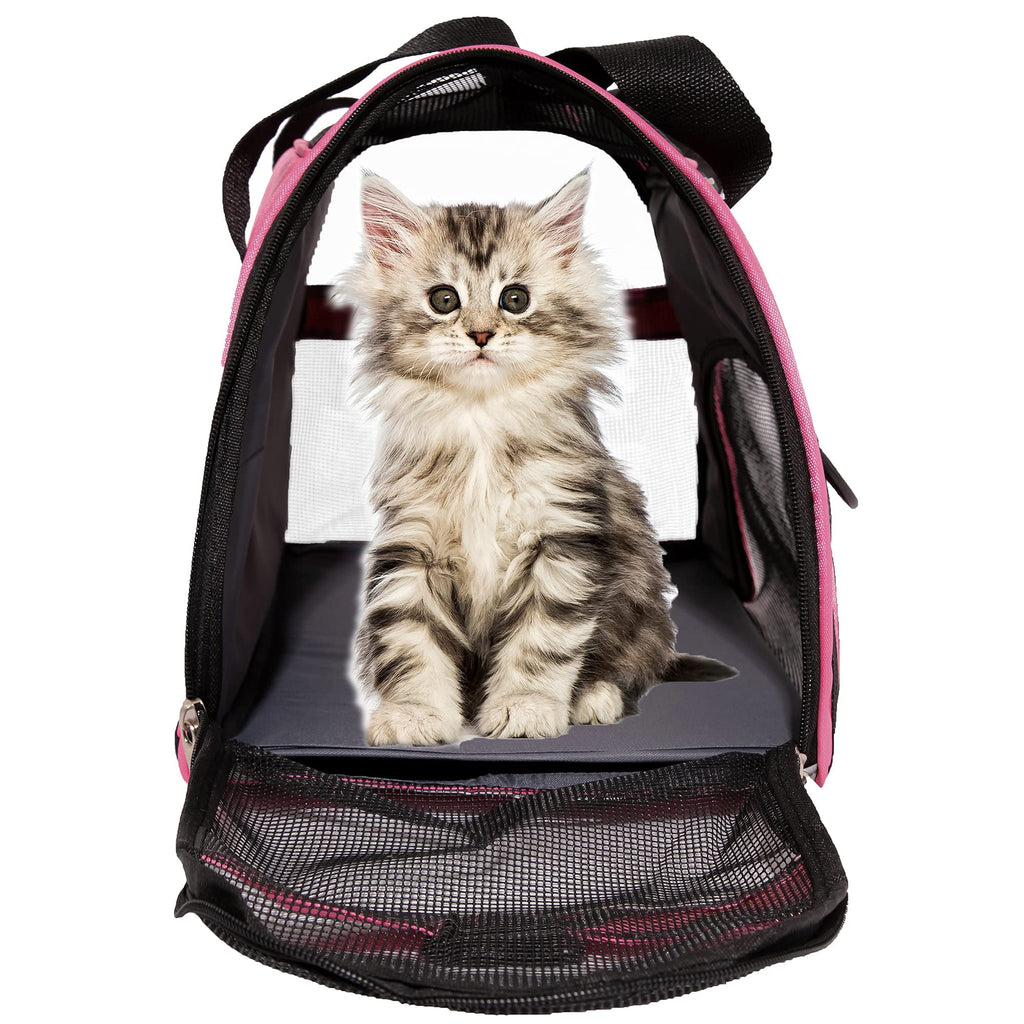 Cat Carrier,Soft-Sided Pet Travel Carrier for Cats,Dogs Puppy Comfort Portable Foldable Pet Bag Airline Approved (Medium-Rosered)