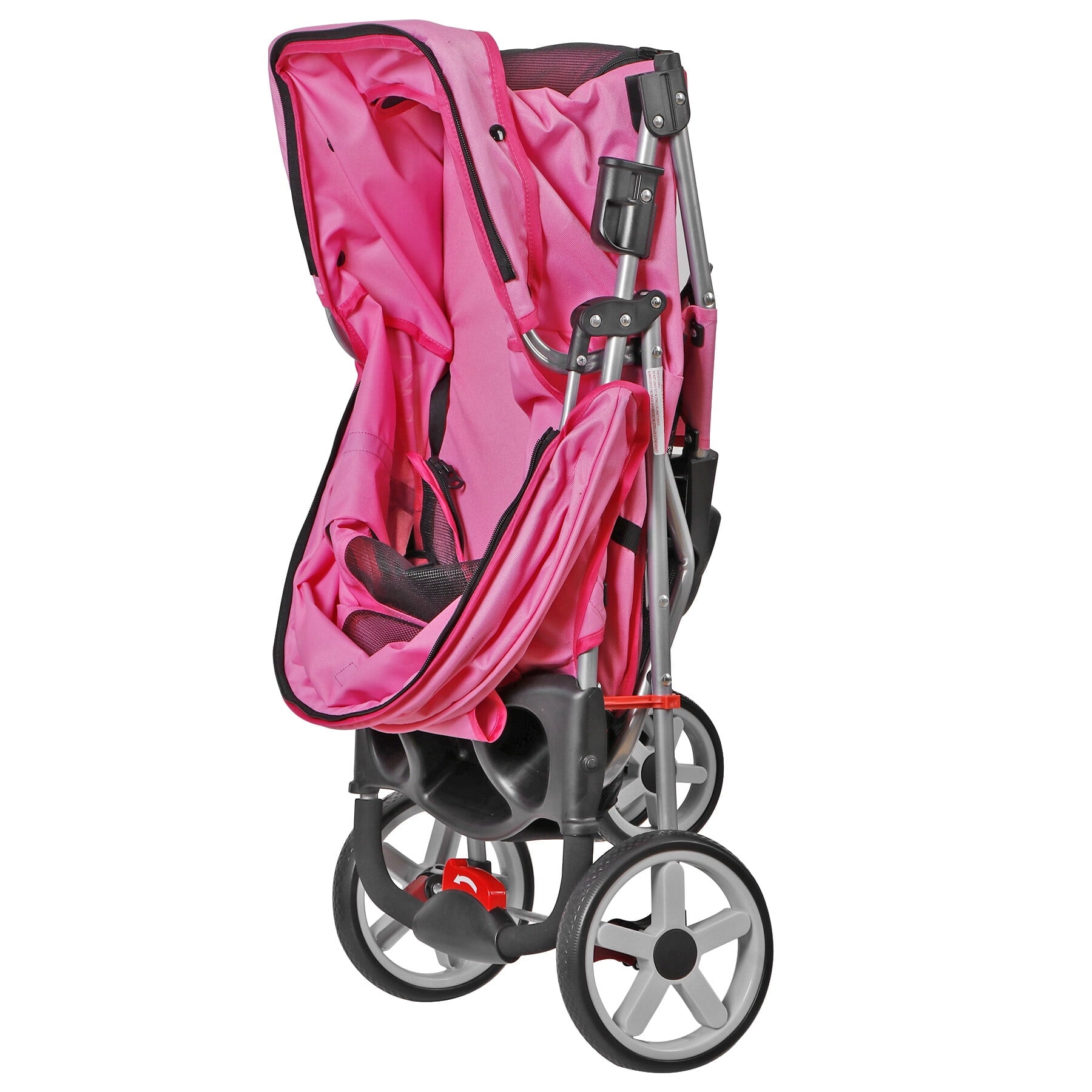 ZENSTYLE Foldable Pet Stroller for Dogs and Cats 3 Wheels Pet Stroller with Cup Holder Pink