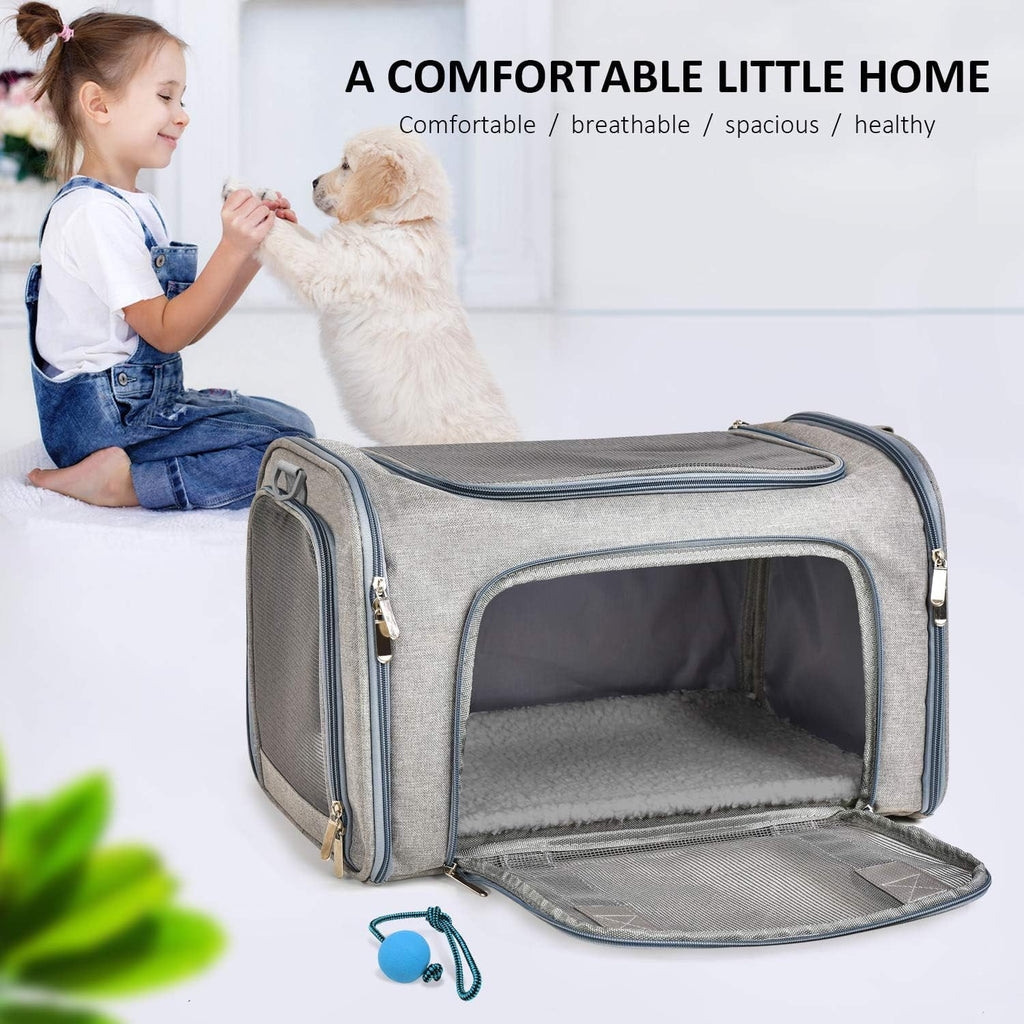 Yileqi Cat, Dog Carrier for Small Medium Cats Puppies up to 15 Lbs, TSA Airline Approved Carrier Soft Sided, Collapsible Travel Puppy Carrier - Grey