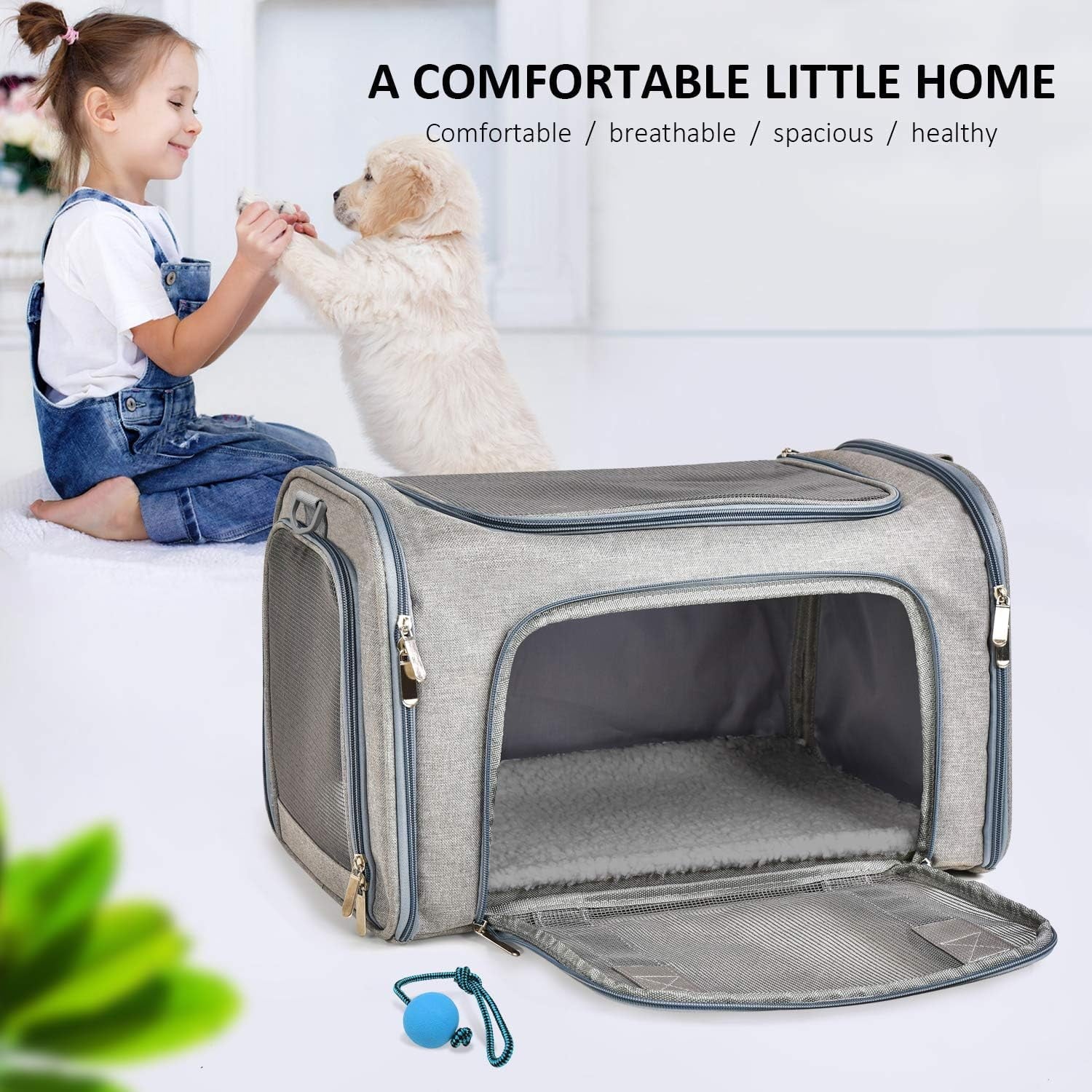 Yileqi Cat, Dog Carrier for Small Medium Cats Puppies up to 15 Lbs, TSA Airline Approved Carrier Soft Sided, Collapsible Travel Puppy Carrier - Grey