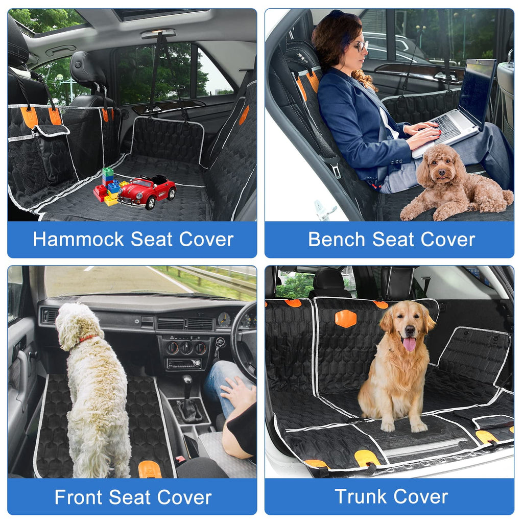 OneAmg Dog Car Seat Cover, 600D Oxford Fabric, Waterproof, Non-Slip Dog Seat Hammock for SUV/Car/Truck, Suitable for Traveling and Camping, Black