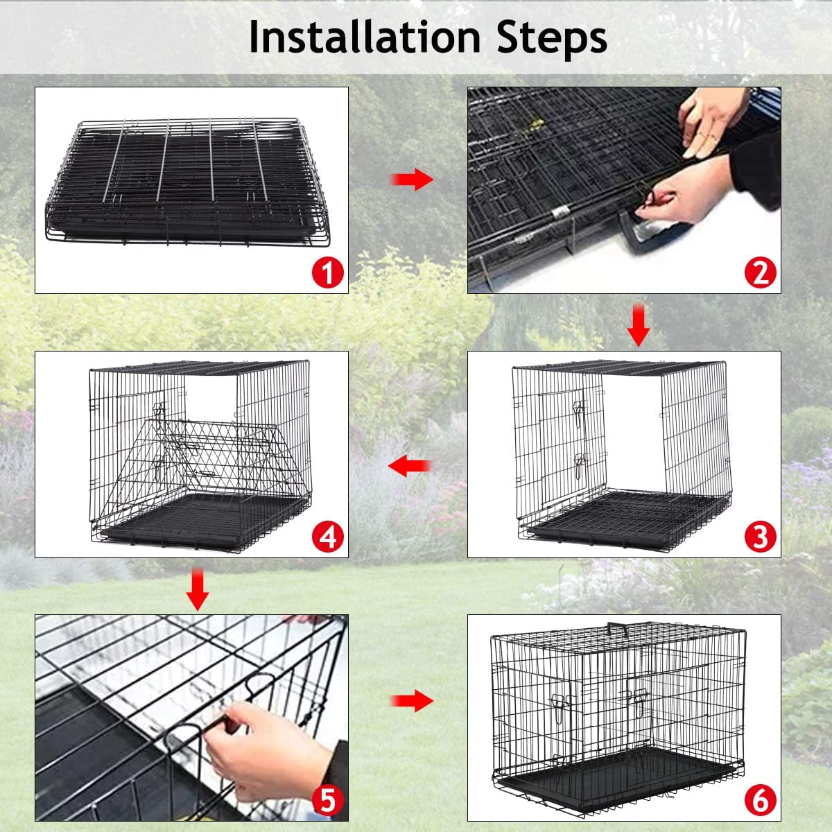 Dkelincs 48 inch Dog Cage Large XXL Dog Crates for Large Dogs Pet Animal Segregation Cage with Double-Door for Dog Training Indoor