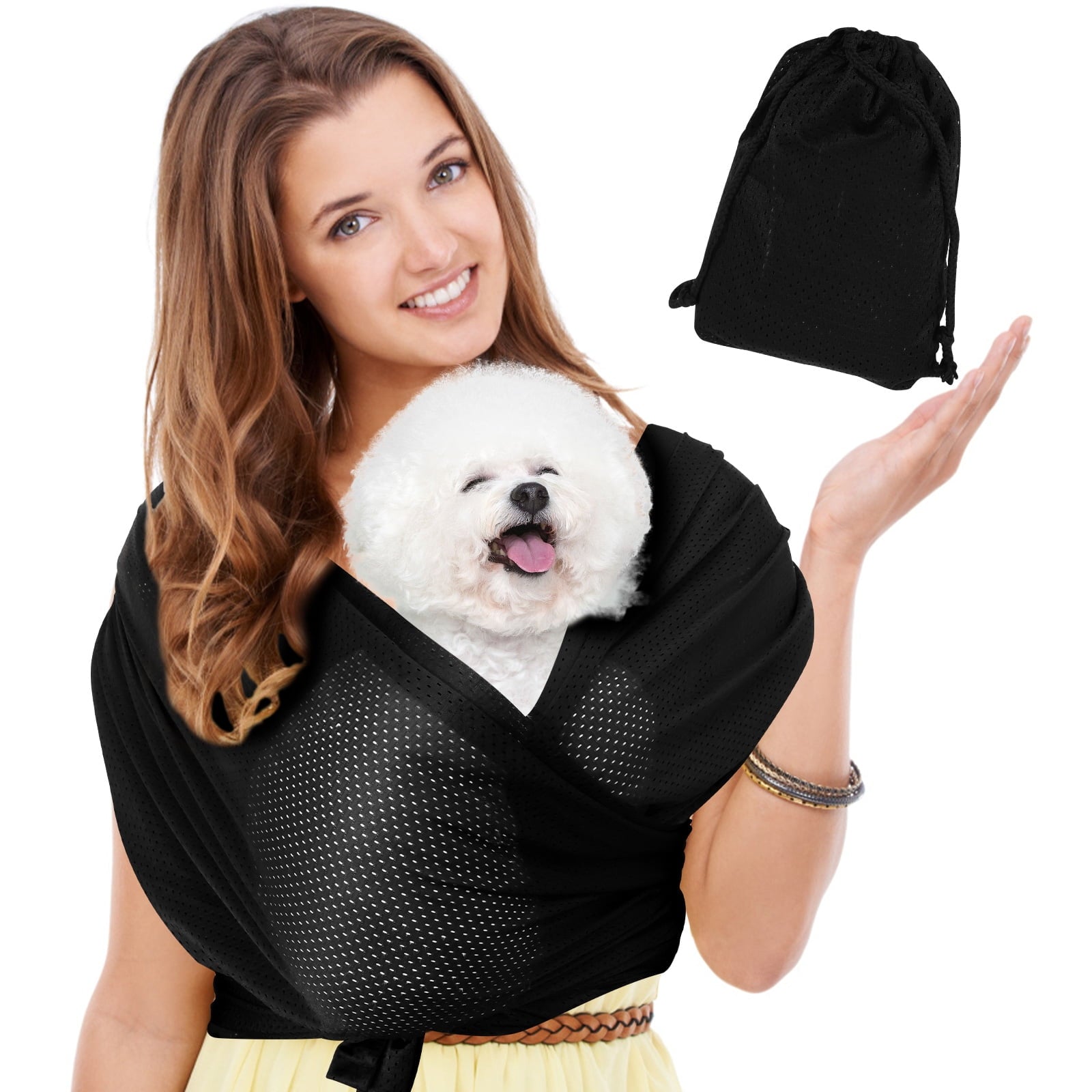 Dog Carriers for Small Dogs Front Facing Dog Sling Carrier Hands Free Cat Carrier Pet Sling Carrier Double Shoulder Strap Design Cat Sling Carrier Anti-Anxiety Cat Sling for Outdoor Travel Walking