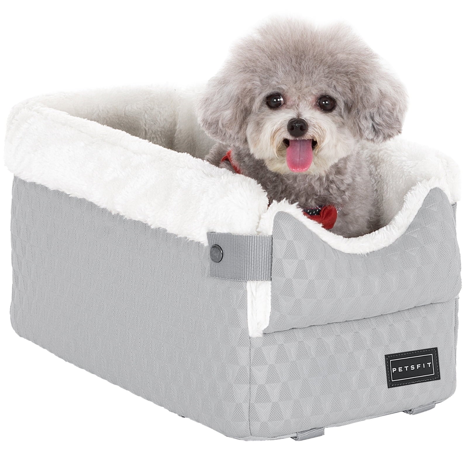 PETSFIT Dog Car Seats for Small Dogs,Washable Cushion,  Small Dog Car Seat with Upgraded Safety Tethers, Center Console Dog Car Seat (Light Grey)