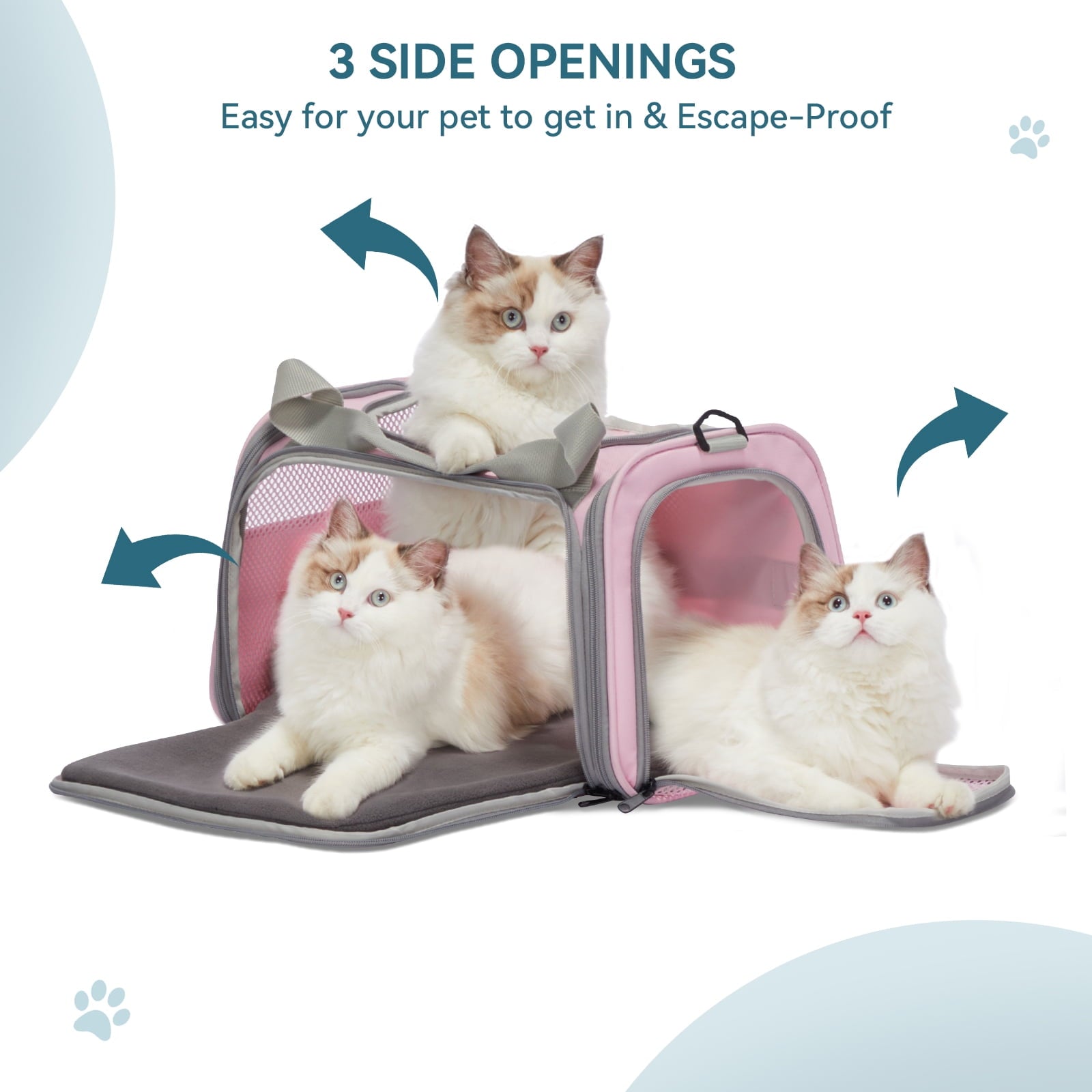 PETSFIT 17"Pet Carrier Airline Approved, Cat Travel Carrier for Small and Medium Cats，Under 20 lbs, Pink