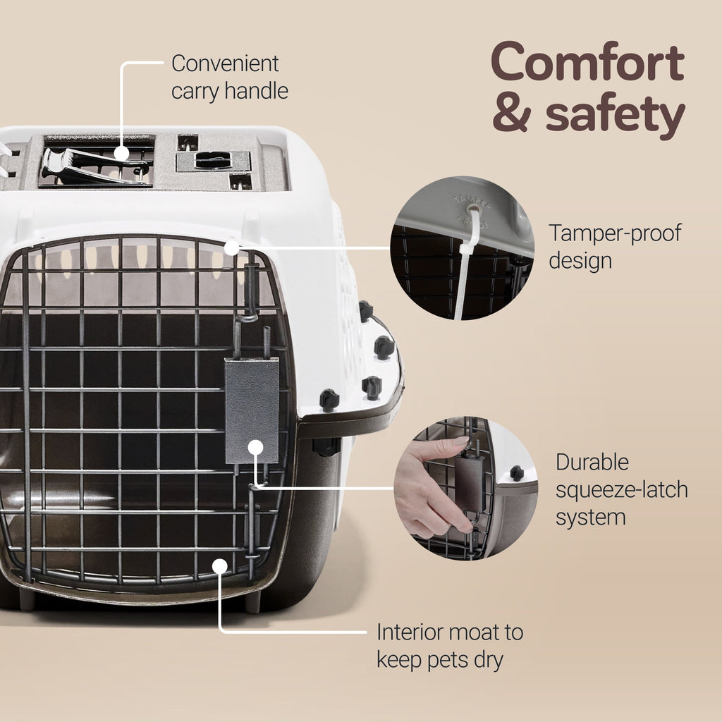 Petmate Two Door Top Load Plastic Travel Dog Kennel Pet Carriers for Dogs and Cats, Small 19" for Dogs Up To 10 lb, White