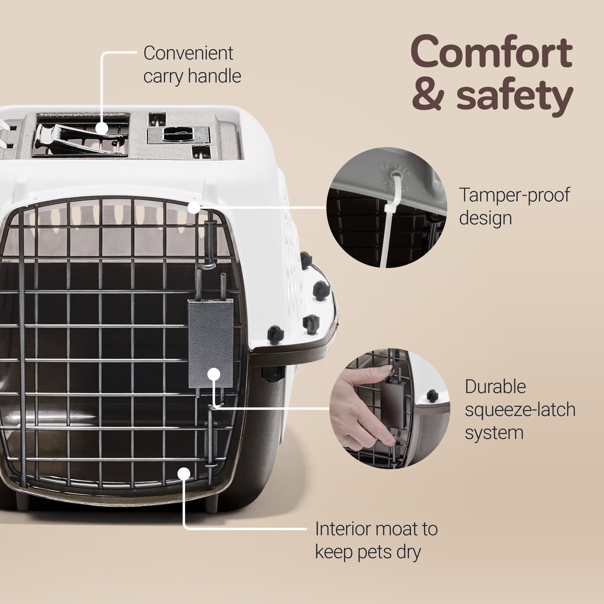 Petmate Two Door Top Load Plastic Travel Dog Kennel Pet Carriers for Dogs and Cats, Small 19" for Dogs Up To 10 lb, White