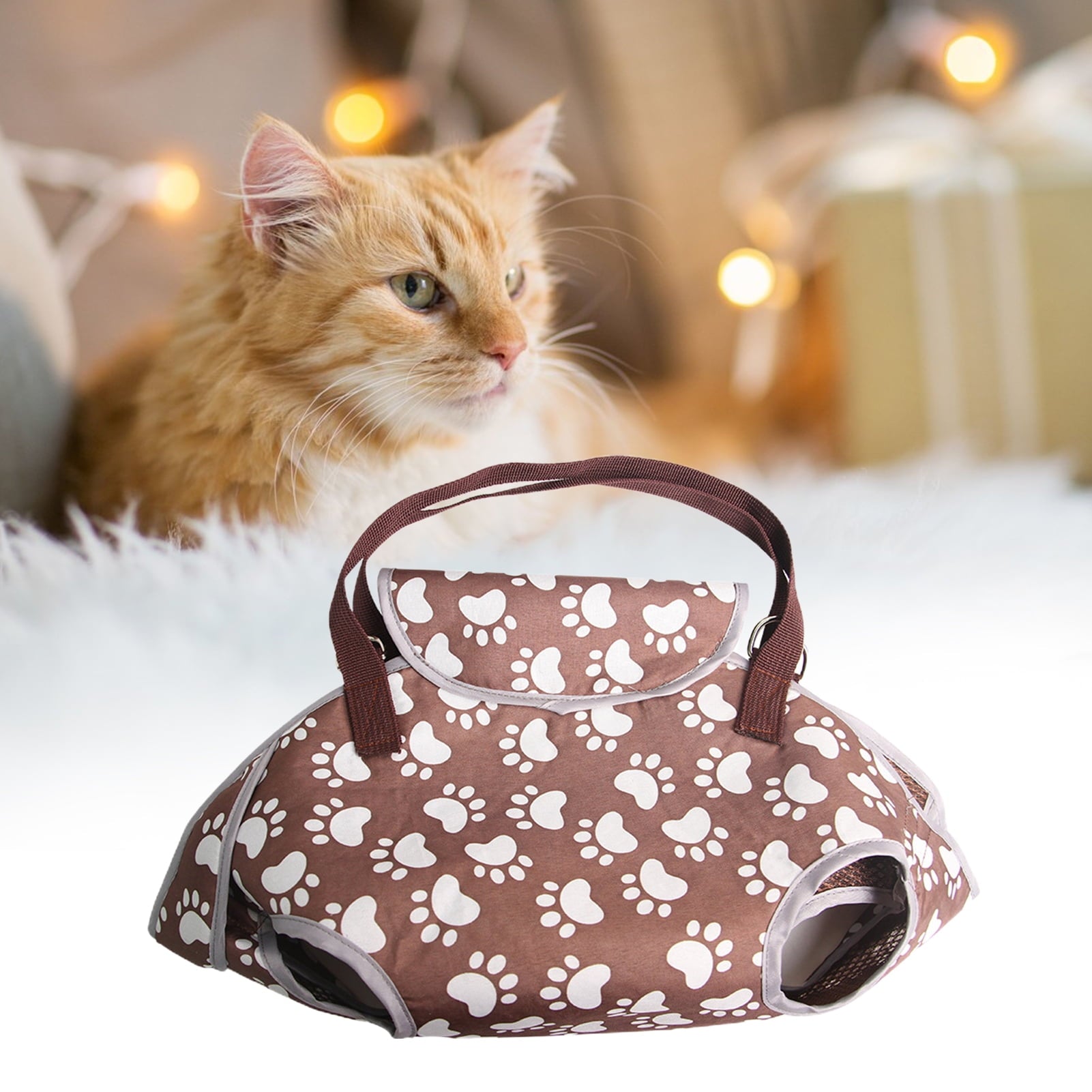 Kripyery Pet Carrier Bag Adjustable Strap Fastener Tape Breathable Cute Prints Handbag Outing Portable Cat Puppy Outdoor Travel Carrying Pouch Cat Supplies