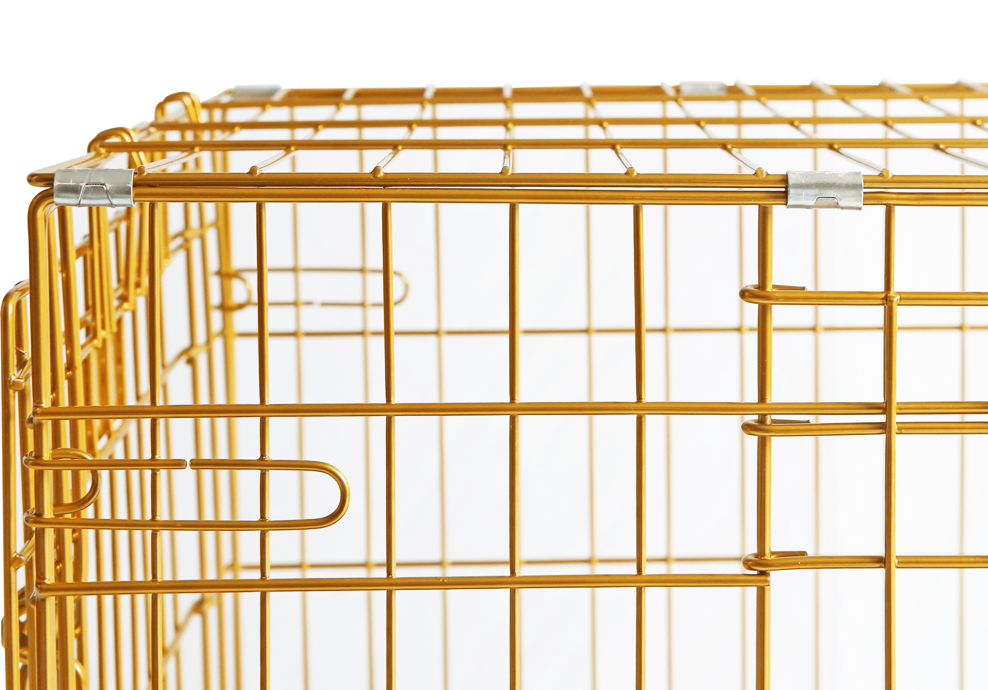 Homey Pet 24" Small Dog Crate, Collapsible Wire Toy Dog Cage Indoor, Dog Transport Kennel Portable Nano-Coated Copper Gold Puppy Cage with Pull-Out Floor Grid Tray, Double Doors Dual Locks