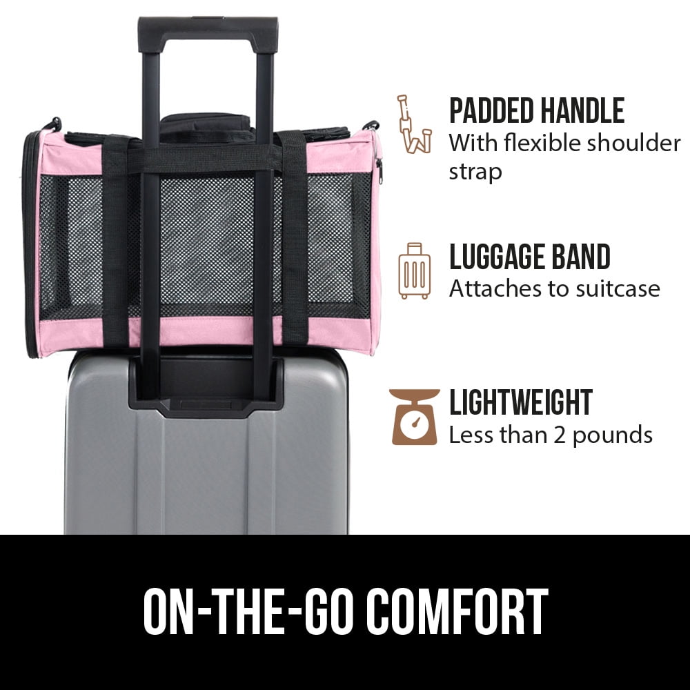 GORILLA GRIP Cat Carrier Portable Dog Kennel Up to 15 Lbs, Airline Pet Travel Bag, Pink
