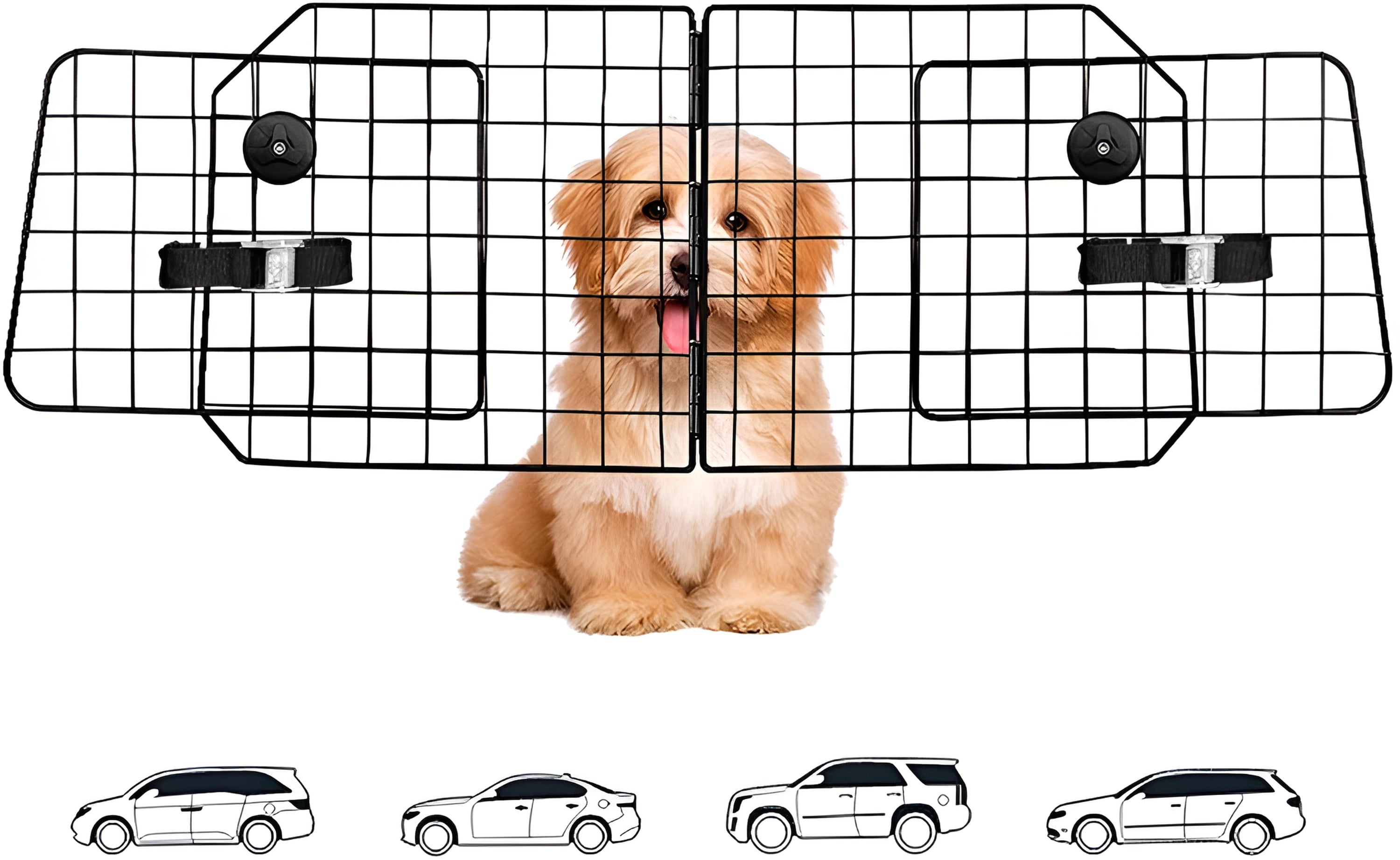Dog Car Barriers,Dog Barrier for SUV,Vehicles,Dividers,Pet Barriers Heavy Duty Wire Adjustable Dog Barrier with Front Seat Mesh Pet Barrier Net Organizer