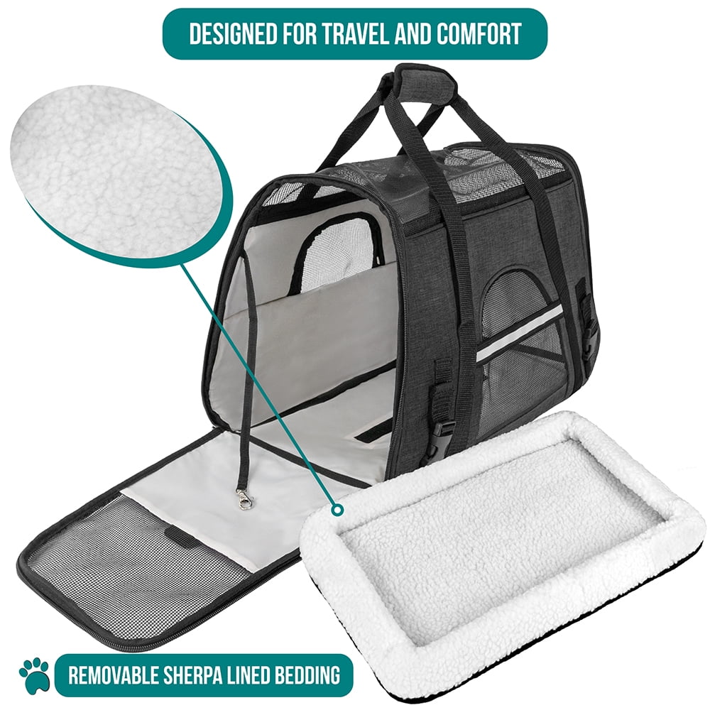 PetAmi Airline Approved Pet Carrier for Cat, Soft Sided Dog Carrier for Small Dog, Cat Travel Supplies Accessories Indoor Cats, Ventilated Pet Carrying Bag Medium Kitten Puppy, Large Heather Dark Gray