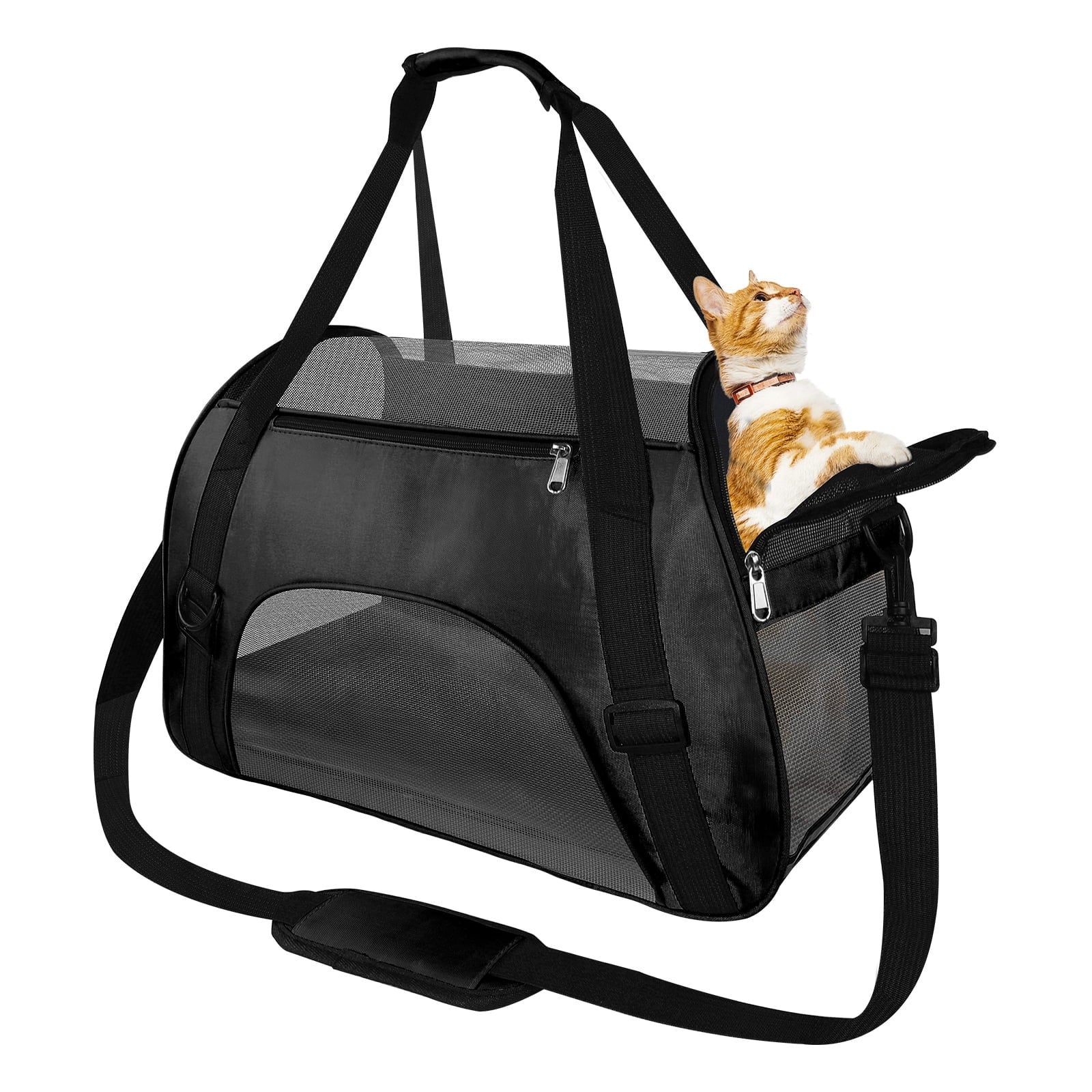 PcEoTllar Cat Carrier Airline Approved Pet Carrier, Dog Carrier, Puppy Carrier, Outdoor Carrier, Black