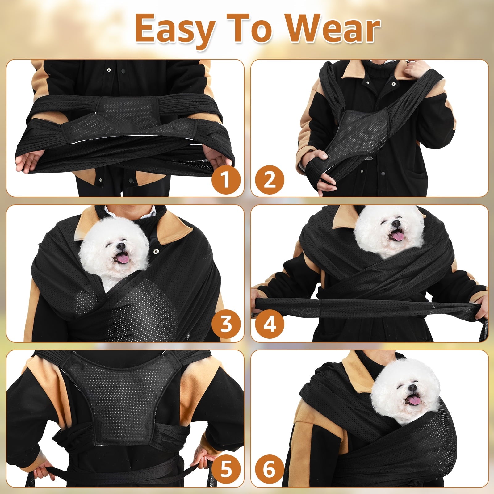 Dog Carriers for Small Dogs Front Facing Dog Sling Carrier Hands Free Cat Carrier Pet Sling Carrier Double Shoulder Strap Design Cat Sling Carrier Anti-Anxiety Cat Sling for Outdoor Travel Walking