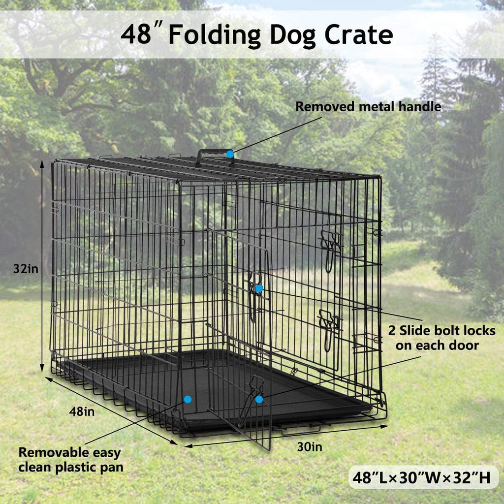 Dkelincs 48 inch Dog Cage Large XXL Dog Crates for Large Dogs Pet Animal Segregation Cage with Double-Door for Dog Training Indoor