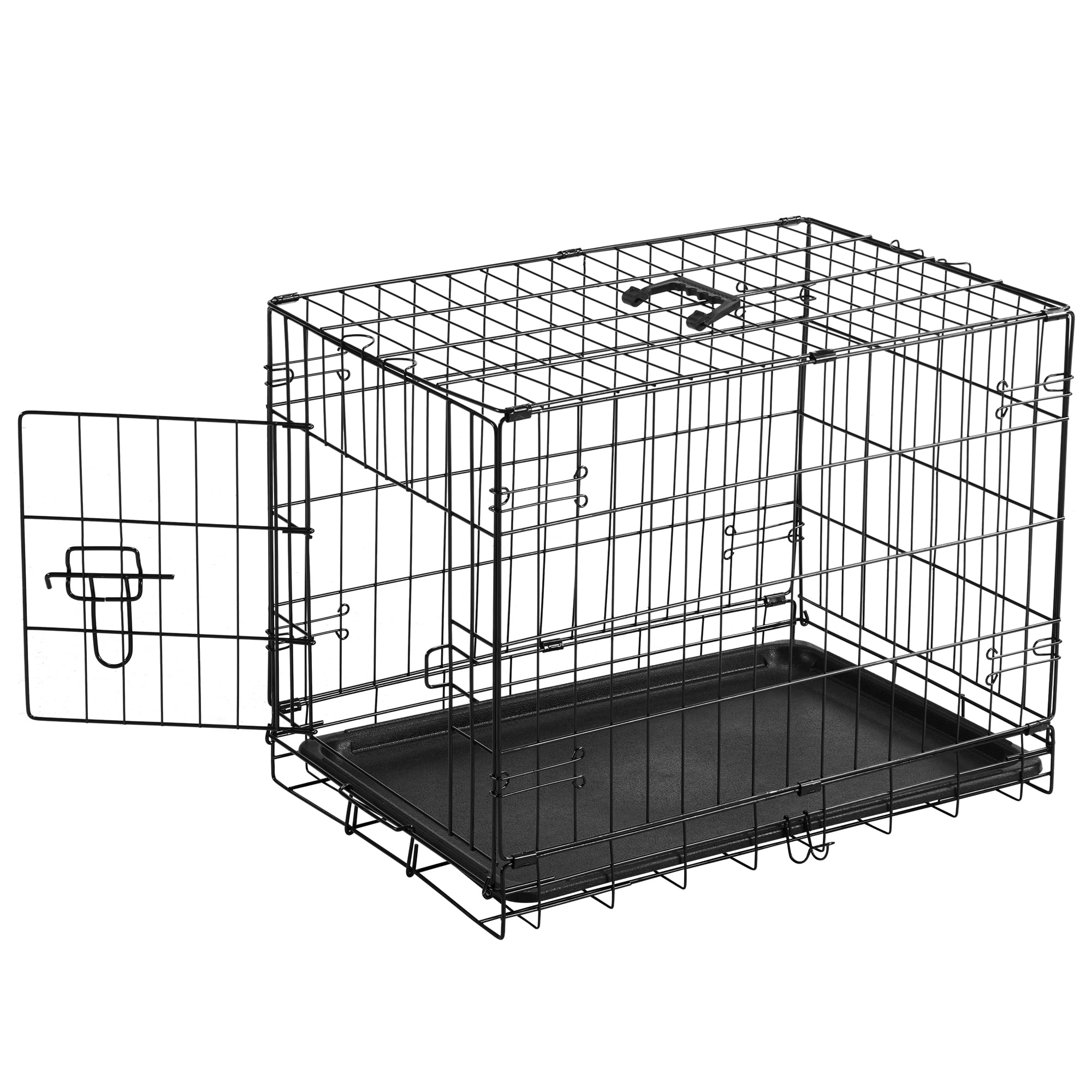 CONCETTA 24 inch Single-Door Folding Dog Crate, Portable Small Cage with Leak-Proof Pan Tray