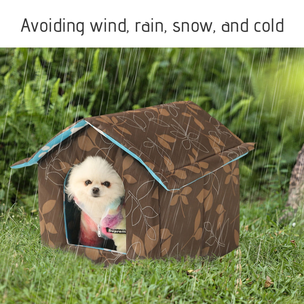 Winter Pet House with Self Warming Pad, Waterproof Outdoor Cat Dog House Foldable Warm Pet Cave for Winter Wild Animal Tent Bed, Outdoor Indoor Heat Insulated Shelter Enclosure for Pet