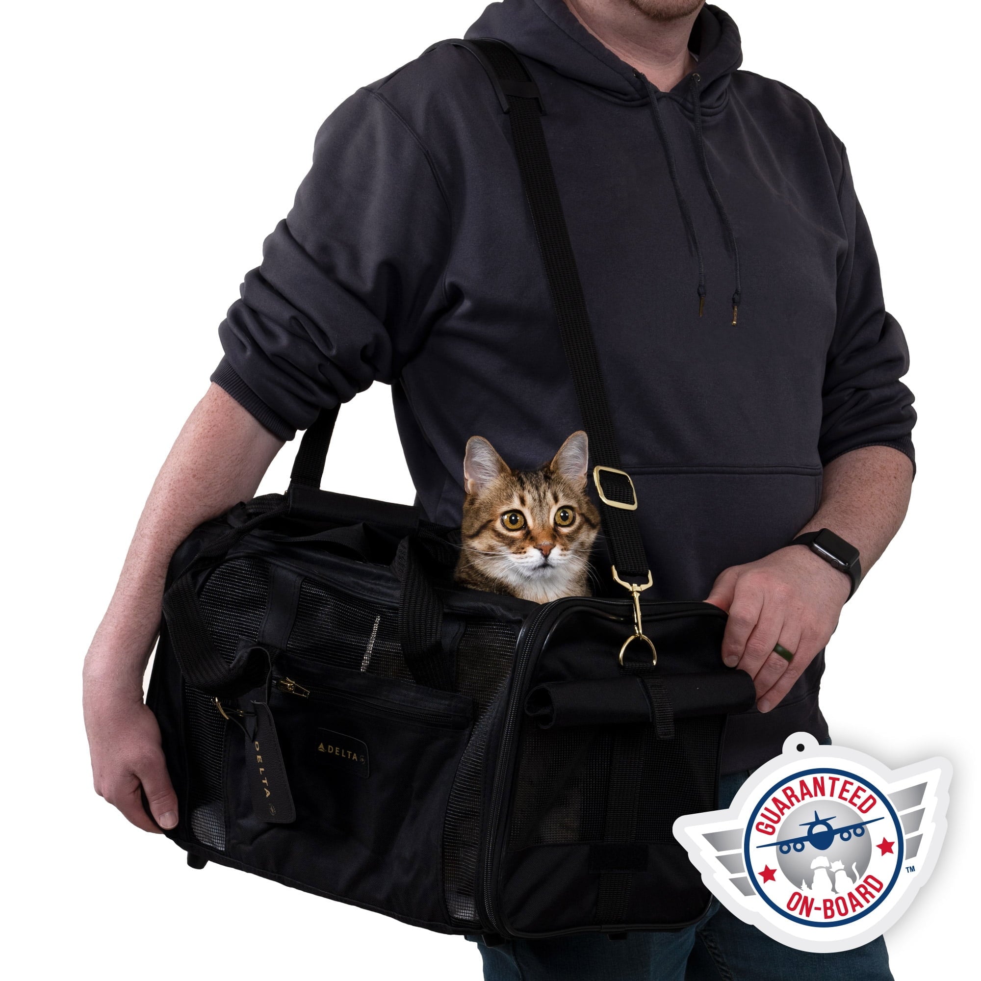 Sherpa Delta Airlines Travel Pet Carrier, Airline Approved & Guaranteed On Board - Black, Medium